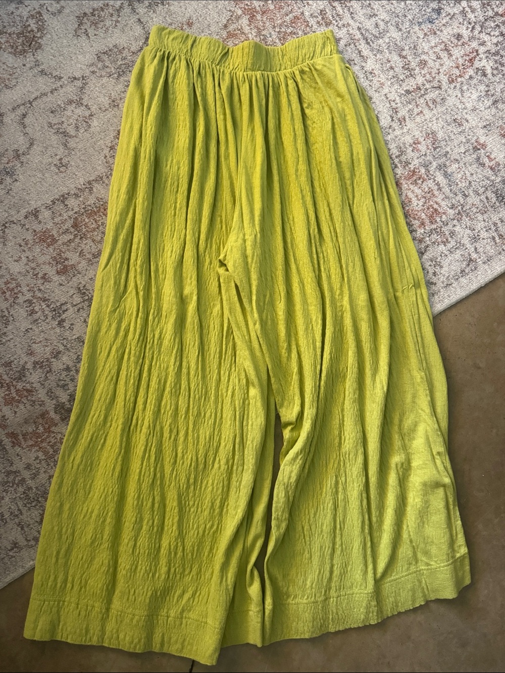 Free People Lime Wide-Leg gauzy Palazzo Pants size SMALL